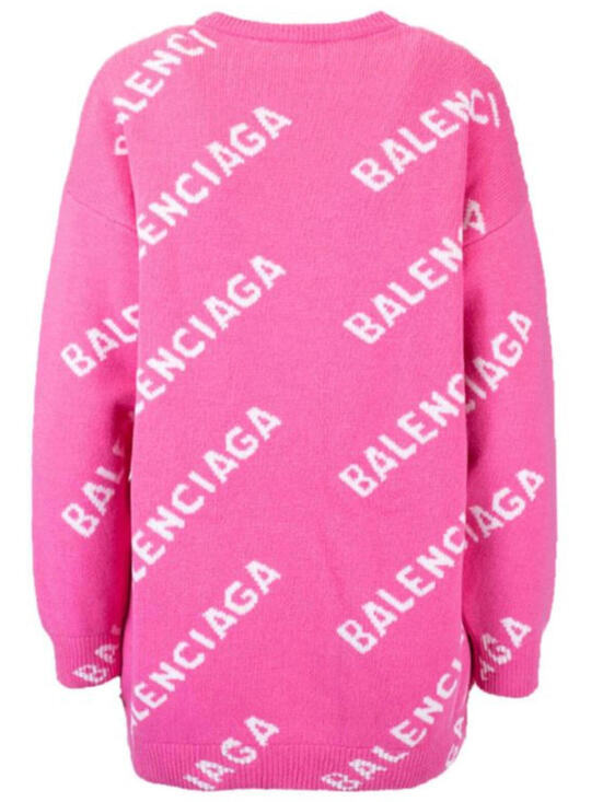NWT $1,500 BALENCIAGA Oversized Logo Knit All Over Print Monogram Sweater XS/S - Picture 4 of 4